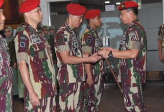 Danjen Kopassus Mayjen TNI Deddy Suryadi saat sertijab, Jum'at (7/7)