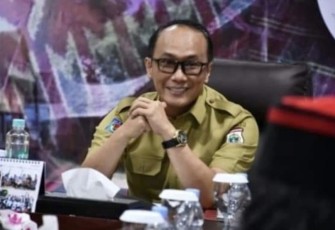 Pj Gubernur Sulbar Prof Zudan Arif Fakrulloh saat pimpin apel pagi secara virtual, Senin (3/7)