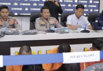 Kapolres Ngawi AKBP Argowiyono saat konferensi pers, Jum'at (1/9)