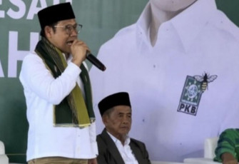 Abdul Muhaimin Iskandar saat kunjungan silaturahim ke Kantor Pengurus Wilayah (PW) Muhammadiyah Sulawesi Selatan (Sulsel) di Kota Makassar, Minggu (24/9/23).