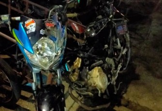 Kondisi Sepeda Motor Korban Kecelakaan Tabrakan saat diamankan di Polsek Batang Toru