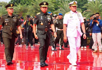 Jenderal TNI Agus Subiyanto dan Laksamana TNI Yudo Margono seusai sertijab, Rabu (22/11/2023). 