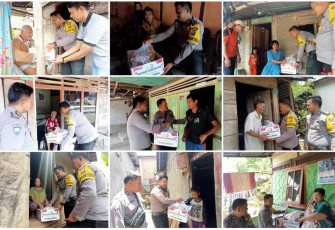 Polsek Lebong Selatan Distribusikan Bansos Kepada Warga Kurang Mampu 