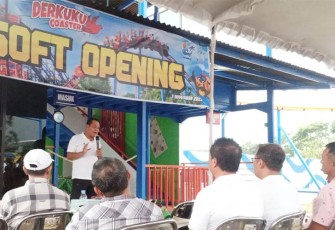 Soft launching wahana baru Derkuku Roller Coaster di Edupark Intanpari Karanganyar, Jumat (3/11/2023) sore.