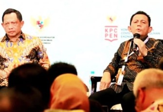 Gubernur Ansar (kanan) saat Ditampuk Jadi Narasumber di Rakornas Transisi Penanganan Covid-19 dan Pemulihan Ekonomi Indonesia