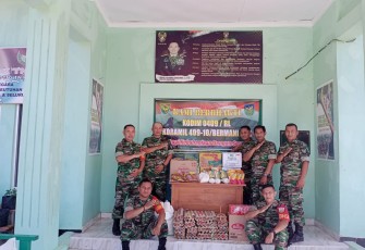Koramil 409-10 Bermani Ilir Bagikan Paket Sembako 