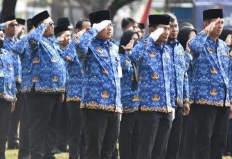 Upacara HUT Korpri ke-52, di Alun-Alun Karanganyar pada Rabu (29/11/2023) pagi.