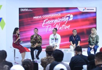 Press Konference Performance and Green Konsep Pertamina di IIMS 2024, JI-Expo Kemayoran Jakarta, Kamis (15/2)