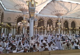 Suasana jemaah haji di dalam Masjid Nabawi