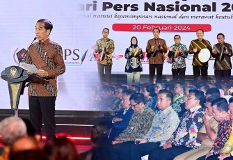 Puncak Peringatan Hari Pers Nasional (HPN) tahun 2024 yang dilaksanakan di Econventional Hall Ecopark Ancol, Jakarta, Selasa (20/2)