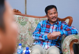 Kepala BP Batam, Muhammad Rudi saat hadiri welcome dinner untuk menyambut para peserta Kejurnas Road Race and Mountain Bike 2024 pada Rabu (19/6/2024) di Batam View Beach Resort.