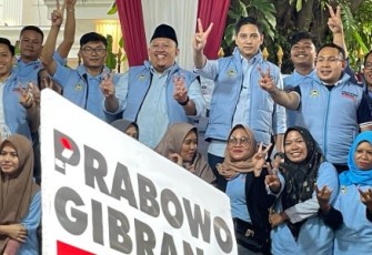 Alumni Pertanian Indonesia saat deklarasi Dukung Prabowo-Gibran di Rumah Kertanegara, Kebayoran Baru, Jakarta Selatan, Sabtu (3/2/24). 