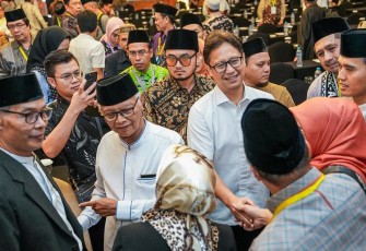 Acara Penandatanganan Nota Kesepahaman tentang Peningkatan Kesehatan Masyarakat dalam Rangka Mewujudkan Indonesia Sehat di Hotel Grand Sahid Jaya, Jakarta, pada Kamis (19/12/2024).