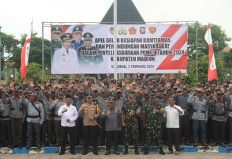 Apel gabungan kesiapan pengamanan Pemilu 2024 Kabupaten Madiun, Rabu (7/2)