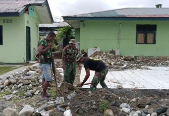 Personel Kodim 1710/Mimika Laksanakan Pembenahan Pangkalan Secara Rutin 