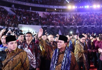 Presiden Prabowo Subianto saat menghadiri perayaan Natal nasional di GBK Jakarta, Sabtu (28/12)