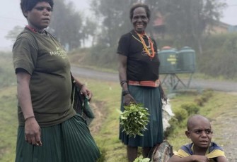 Mama Papua menjual hasil bumi
