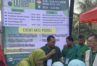 Aksi Peduli dengan mengusung tema 'Sampah Organik Sahabat Tanaman' yang diadakan oleh KOMPOS Kota Depok di Alun-Alun Kota Depok, Minggu (11/08/24) pagi
