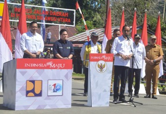 Peresmian dilaksanakan di ruas Pinogaluman-Dumoga yang berada di Kabupaten Bolaang Mongondow Provinsi Sulawesi Utara tidak jauh dari lokasi Bendungan Lolak, Jumat (23/02/2024). 