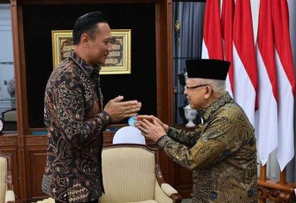 Menteri ATR/Kepala BPN, Agus Harimurti Yudhoyono (AHY) saat bersilaturahmi ke kediaman Wakil Presiden Republik Indonesia (Wapres RI), Ma’ruf Amin, Sabtu (24/02/2024).