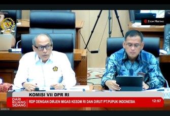 Dirjen Minyak dan Gas Bumi Tutuka Ariadji saat rapat bersama Komisi VII DPR RI di Jakarta, Rabu (3/4)