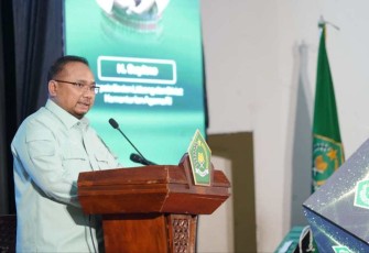 Menag Yaqut Cholil Qoumas saat membuka kegiatan Orientasi Pegawai Pemerintah dengan Perjanjian Kerja (PPPK) Kemenag Tahun 2024.