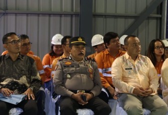 Kapolsek Batang Toru, Iptu Recky Nelson Tarigan, saat menghadiri Upacara Bulan K3 Nasional.