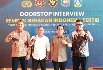 Wakil Bupati Bintan Ahdi Muqsith usai dirinya mengikuti Rembuk Gerakan Indonesia Tertib (GIT), Rabu (06/03) di Ballroom Marriot Hotel Harbour Bay Kota Batam yang diselenggarakan Kementerian Koordinator Bidang Politik, Hukum dan Keamanan RI.