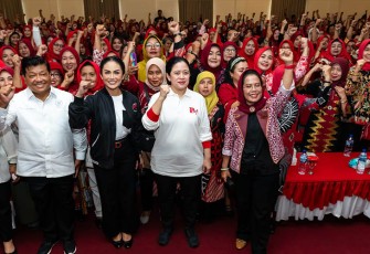 Ketua DPR RI Puan Maharani saat ‘Temu Dulur’ di Malang, Sabtu (20/1/2024).