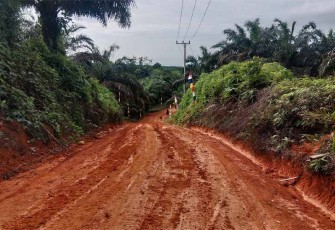 Potret jalan menuju Desa Lubuk Talang (Trans Lapindo), Kecamatan Malin Deman, Kabupaten Mukomuko sebelum dilakukan pengerasan oleh Satgas TMMD Kodim 0428/Mukomuko.