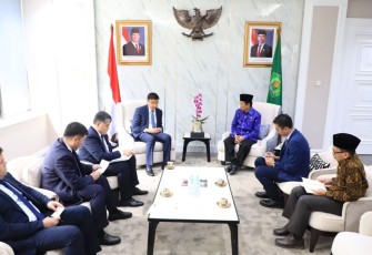 Menag Nasaruddin Umar saat menerima rombongan Menteri Luar Negeri Uzbekistan di Jakarta, Selasa (11/2)