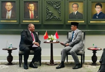 Menlu Sugiono menerima kunjungan Menlu Timor-Leste Bendito dos Santo di Jakarta, Senin (3/3)