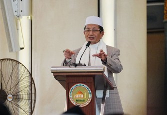 Menteri Agama Nasaruddin Umar Dalam Peringatan Isra Miraj di Masjid Izzatul Islam Grand Wisata Bekasi, Jawa Barat, Senin (27/1/2025)