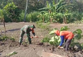 Babinsa Karanganyar Ngawi Terjun ke Lapangan