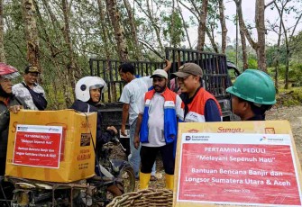 Motor angkut sawit bantu salurkan bantuan PGN di Aceh Tamiang 