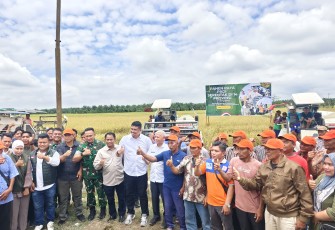 Danlanud Soewondo Hadiri Kegiatan Panen Raya Padi Serentak di 14 Provinsi Secara Virtual.