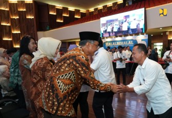 Menteri PU Dody Hanggodo saat halalbihalal di Jakarta, Selasa (8/4)