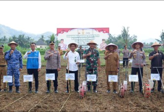 Dandim Pacitan Dan Forkopimda Hadiri Kegiatan Polres Pacitan Tanam Jagung Kuartal III