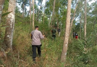 Penyisiran dalam pencarian pelaku penganiayaan warga dusun Drono, Kabupaten Pacitan, Senin (22/9