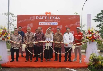 Acara Opening Rest Area atau Tempat Istirahat dan Pelayanan (TIP) kilometer (Km) 10 A dan B Jalan Tol Ruas Medan-Binjai dihadiri Komisaris Rafflesia Investasi Indonesia Darwin Wibowo, CEO Rafflesia Investasi Indonesia Moh. Adi Resza, Direktur PT. Medan Binjai Toll I Wayan Mandia, Unsur Forkopimda, dan anak-anak panti asuhan