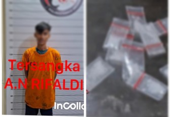 Diduga Pelaku Pengedar Sabu Ditangkap Satuan Reserse Narkoba Polrestabes Medan.
