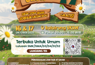 Jangan lewatkan 253 lowongan pekerjaan di Job fair 47 UKSW pada Kamis dan Jumat (16 dan 17-10-2025) mendatang di Balairung UKSW.