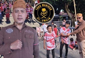 Owner Toko Madinah, Risman Makaminag, S.H.i saat menggelar berbagai lomba untuk menyemarakkan HUT Ke-80 RI.