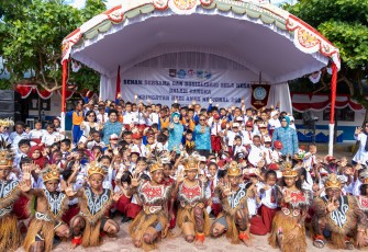 Tri saat menghadiri Peringatan Hari Anak Nasional Tahun 2025 yang berlangsung di Kabupaten Nabire, Papua Tengah, Rabu (23/7/2025)