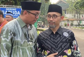 Pimpinan Daerah Muhammadiyah (PDM) Kota Depok, Ali Wartadinata (Kanan) usai mengikuti Rapat Kerja Nasional (Rakernas) II Majelis Pembinaan Kesejahteraan Sosial (MPKS) dan Silaturahmi Nasional Amal Usaha Muhammadiyah Bidang Sosial (AUMSOS) di PPSDM Kemendikdasmen, Kamis (26/06/25).