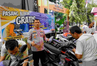 Pasang alarm gratis di Polsek Wonocolo Surabaya, Senin (2/2)