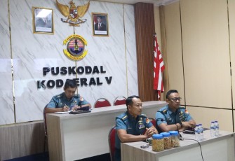 Diskusi pembentukan satuan siber TNI AL secara vidcon bersama Pangkoarmada RI, Kamis (29/1)