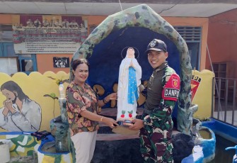 Dekat dengan Pendidikan dan Kerohanian, Yonarmed 12 Kostrad Resmikan Gua Maria di SDN Sekutren