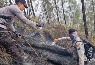 Tembus Ketinggian 1.800 MDPL, Tim Gabungan Polres Blitar Jinakkan Api di Gunung Buthak