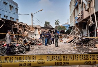TKP ledakan kawasan ruko pasar Cimanggis